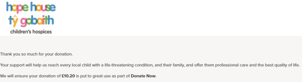 Hope House Donation